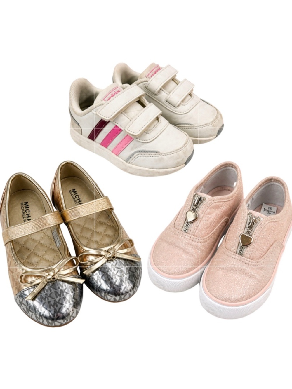 Girls Shoe Bundle Adidas Michael Kors Pink Glitter Toddler Sizes 7 - 8